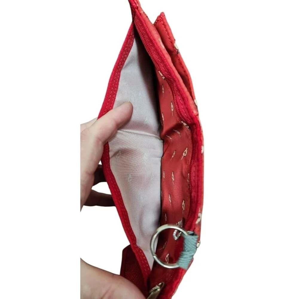 Porter Tokyo Japan Red Canvas Wallet Zip Coin Key Ring Small Trifold